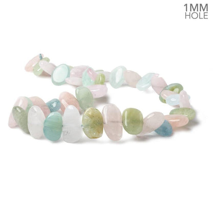 10x10-15x11mm Multi Beryl side drilled plain flat nuggets 16 inch 39 large hole beads AA