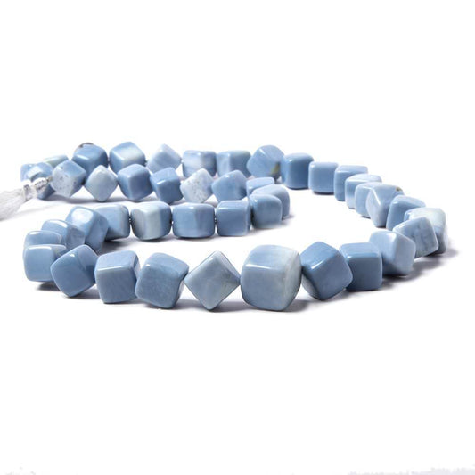 Owyhee Denim Blue Opal plain cube beads 18 inch 44 pieces