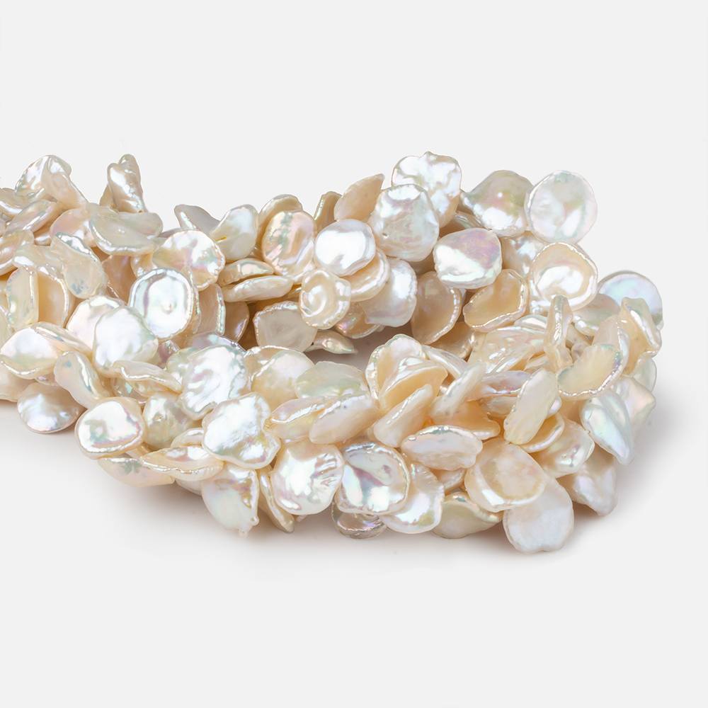 10x10-16x14mm Rose' Off White top drilled Keshi Freshwater Pearls AAA 15.5 inch 48 pcs