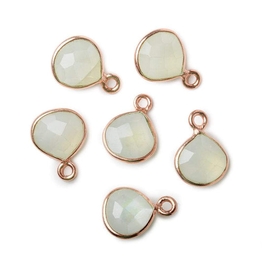 10x10mm Rose Gold Bezeled White Moonstone Heart Pendant 1 piece