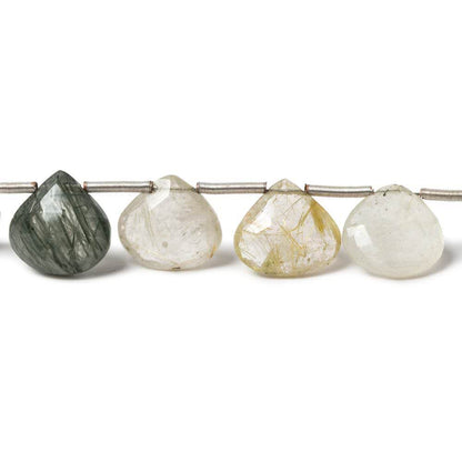 10x10mm Sagenitic Quartz Faceted Heart beads 8.25 inch 17 pieces