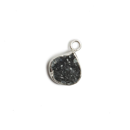 10x10mm Silver Bezel Black Drusy Heart 1 ring Charm Pendant 1 piece