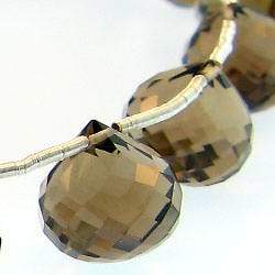 10x10mm Smoky Quartz `Candy Kiss` Beads 8 inch