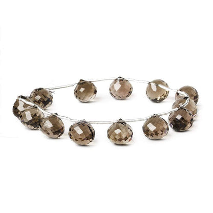 10x10mm Smoky Quartz `Candy Kiss` Beads 8 inch