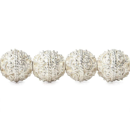 10x10mm Sterling Silver Plated Copper Bead Roval Victorian Swag with Miligrain 8 inch 20 pcs