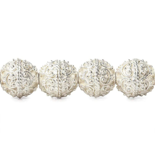 10x10mm Sterling Silver Plated Copper Bead Roval Victorian Swag with Miligrain 8 inch 20 pcs