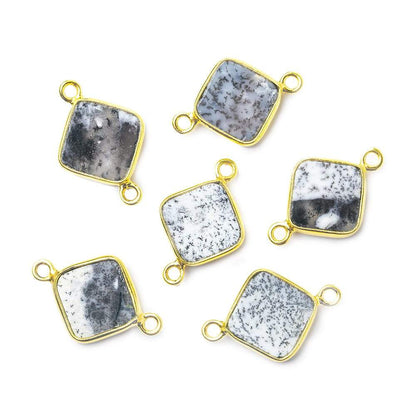 10x10mm Vermeil Bezel Dendritic Opal Square Connector 1 piece
