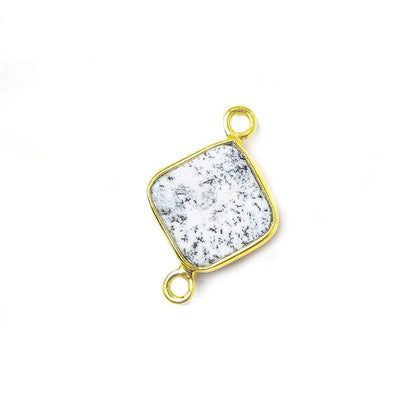 10x10mm Vermeil Bezel Dendritic Opal Square Connector 1 piece