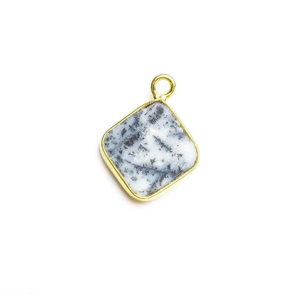10x10mm Vermeil Bezel Dendritic Opal Square Pendant 1 piece