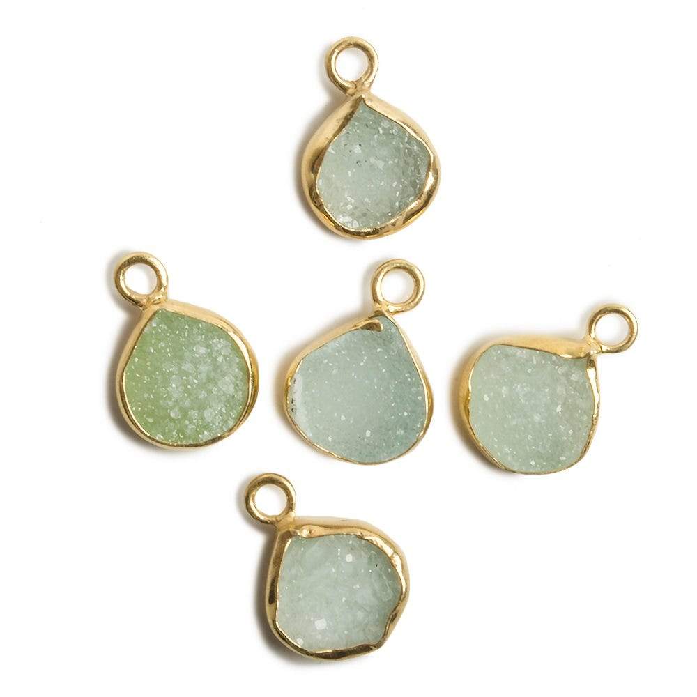 10x10mm Vermeil Bezel SeaGreen Drusy Heart 1 ring Charm Pendant 1 piece