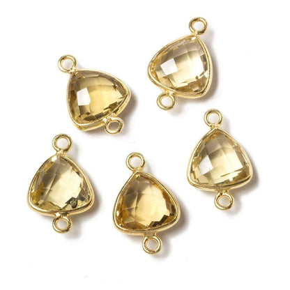 10x10mm Vermeil Bezeled Citrine trillion Connector 1 piece