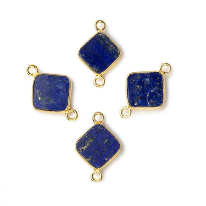 10x10mm Vermeil Bezeled Lapis plain square Connector 1 focal bead