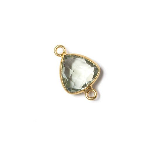 10x10mm Vermeil Bezeled Prasiolite trillion Connector 1 piece