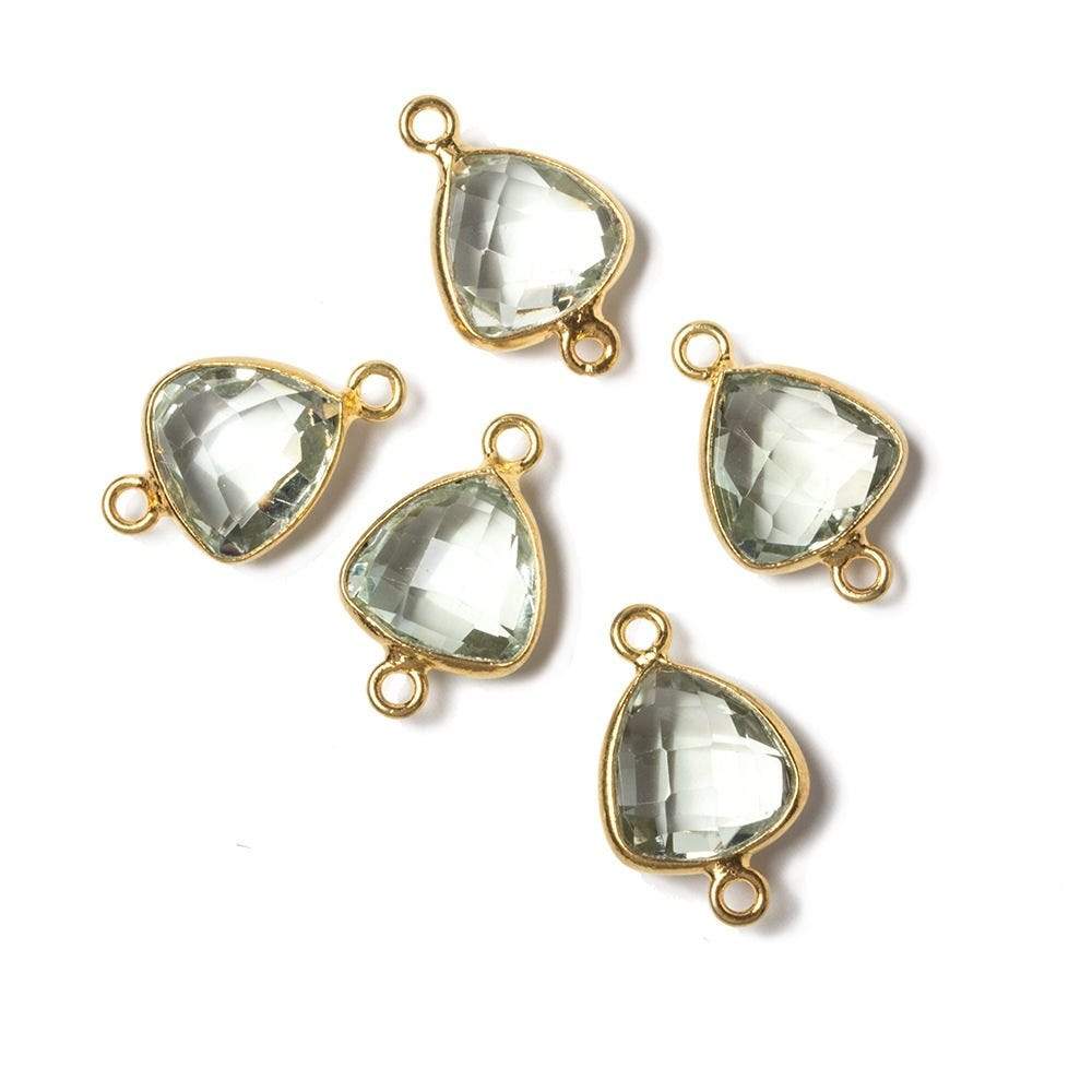 10x10mm Vermeil Bezeled Prasiolite trillion Connector 1 piece
