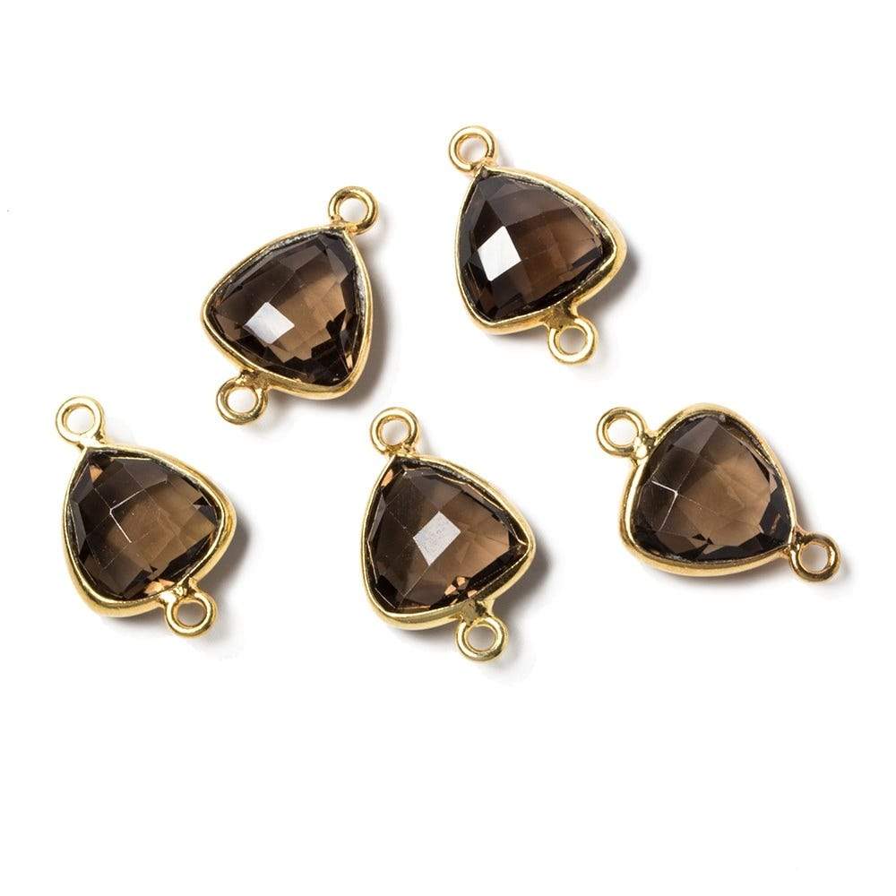 10x10mm Vermeil Bezeled Smoky Quartz trillion Connector 1 piece