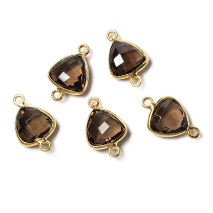 10x10mm Vermeil Bezeled Smoky Quartz trillion Connector 1 piece