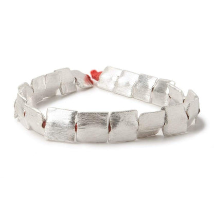 10mm Silver Plated Brushed Square Beads 8 inch 20 pieces