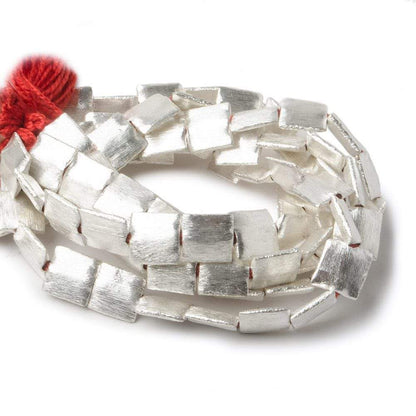 10mm Silver Plated Brushed Square Beads 8 inch 20 pieces