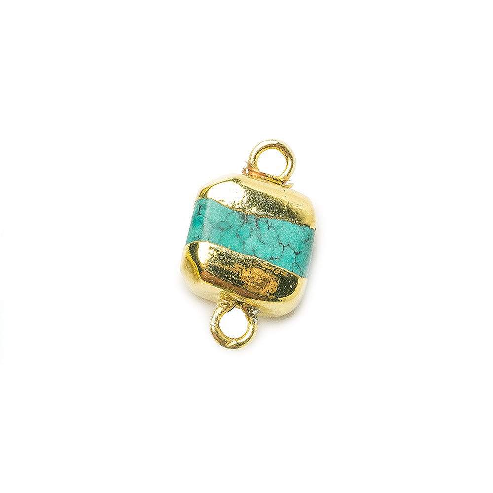 10x10x5mm Gold Leafed Turquoise plain square connector 1 piece