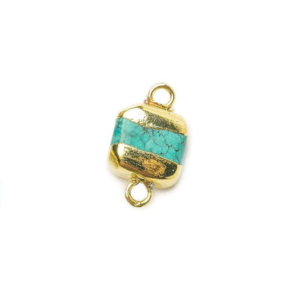 10x10x5mm Gold Leafed Turquoise plain square connector 1 piece