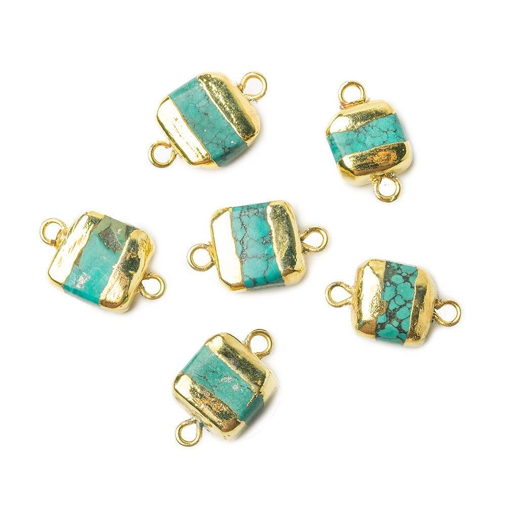 10x10x5mm Gold Leafed Turquoise plain square connector 1 piece