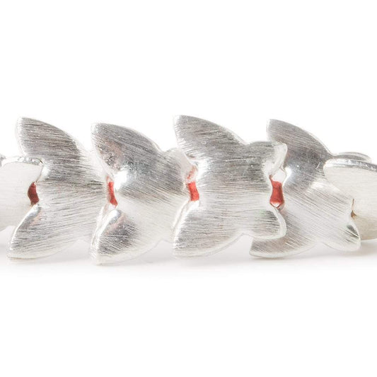 10x12mm Sterling Silver Plated Copper Butterfly Brushed Bead 8 inch 35 pcs