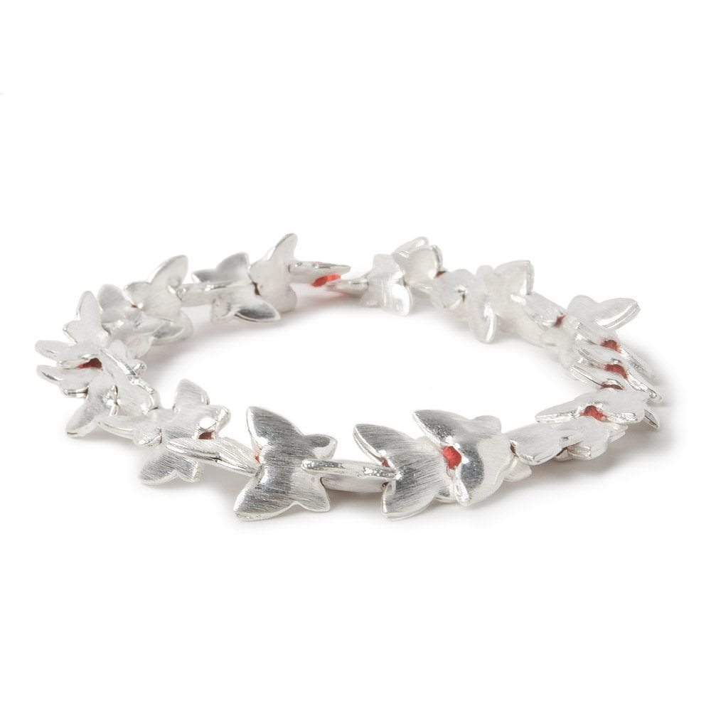 10x12mm Sterling Silver Plated Copper Butterfly Brushed Bead 8 inch 35 pcs