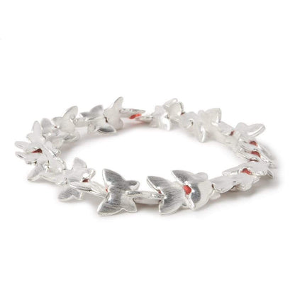 10x12mm Sterling Silver Plated Copper Butterfly Brushed Bead 8 inch 35 pcs