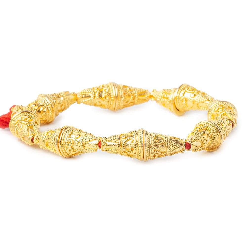 10x14mm 22kt Gold plated Miligrain Cone 8 inch 16 pieces