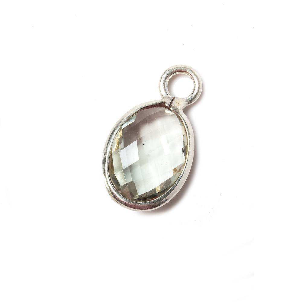 10x14mm Prasiolite Faceted Oval Silver Pendant