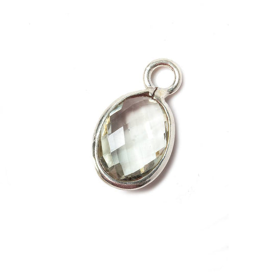 10x14mm Prasiolite Faceted Oval Silver Pendant