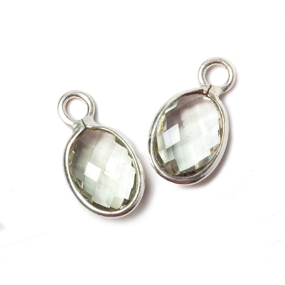 10x14mm Prasiolite Faceted Oval Silver Pendant