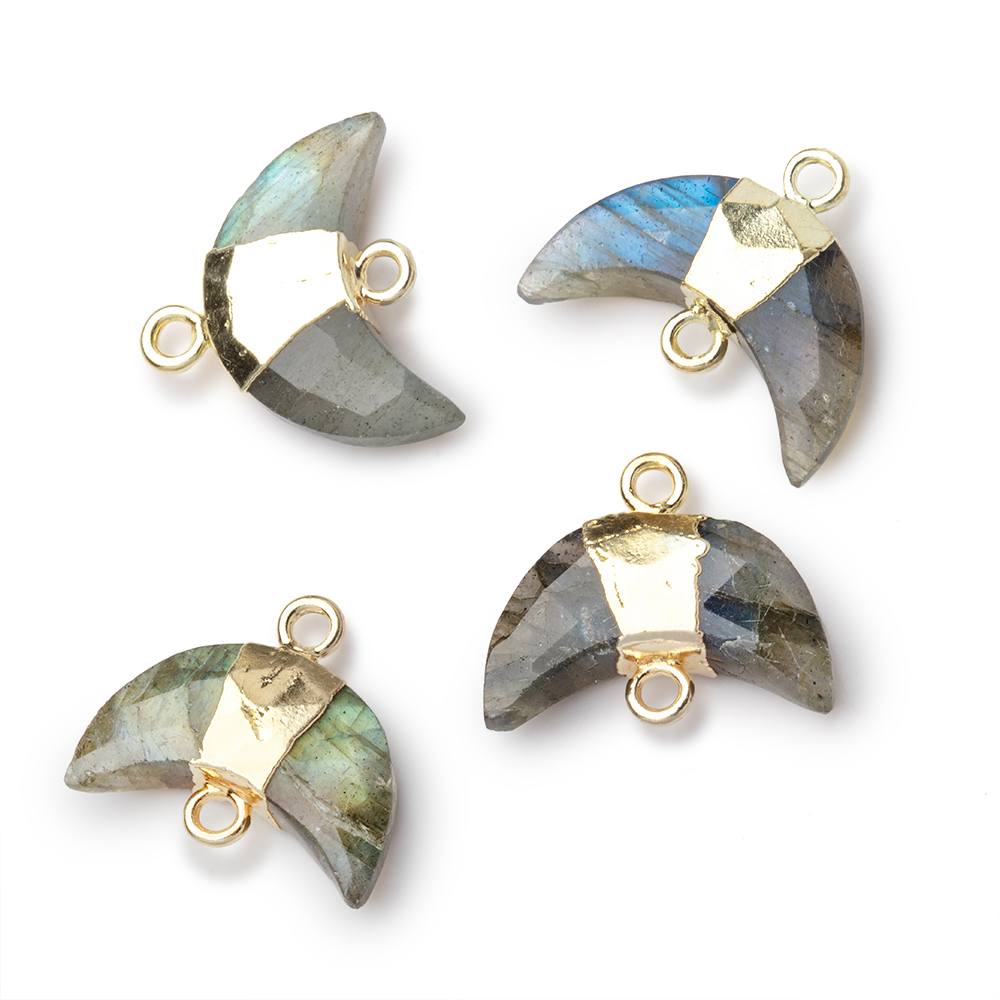 10x15mm Gold Leafed Labradorite Faceted Crescent Moon 1 Focal Connector