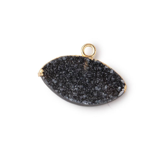 10x19mm Gold Leafed Black Drusy Marquise Focal Pendant 1 piece