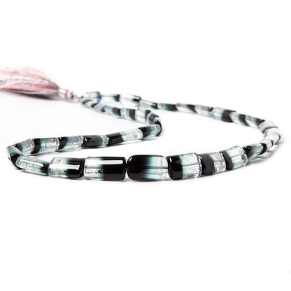 10x5-15x10mm Colorless and Indicolite Tourmaline plain tube 37 beads 18 inch
