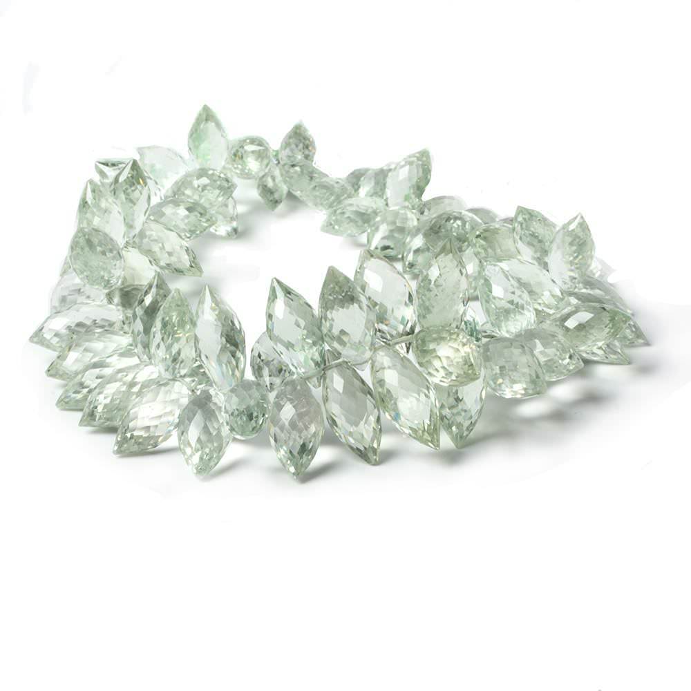 10x5mm-16x6mm Prasiolite Faceted Marquise Beads 8 inch 73 pieces