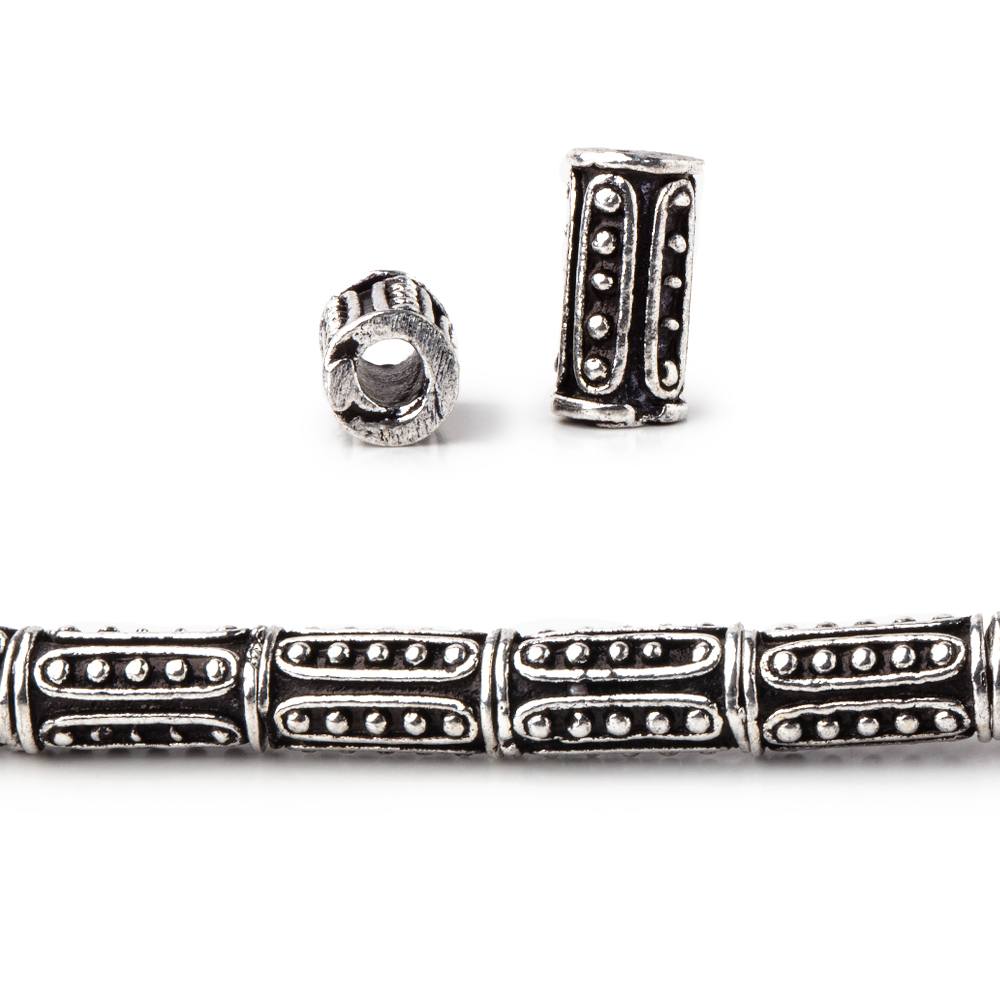 10x5mm Dotted Oval Design Tube Beads 8 inch 21 pieces