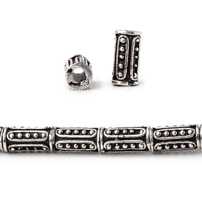 10x5mm Dotted Oval Design Tube Beads 8 inch 21 pieces