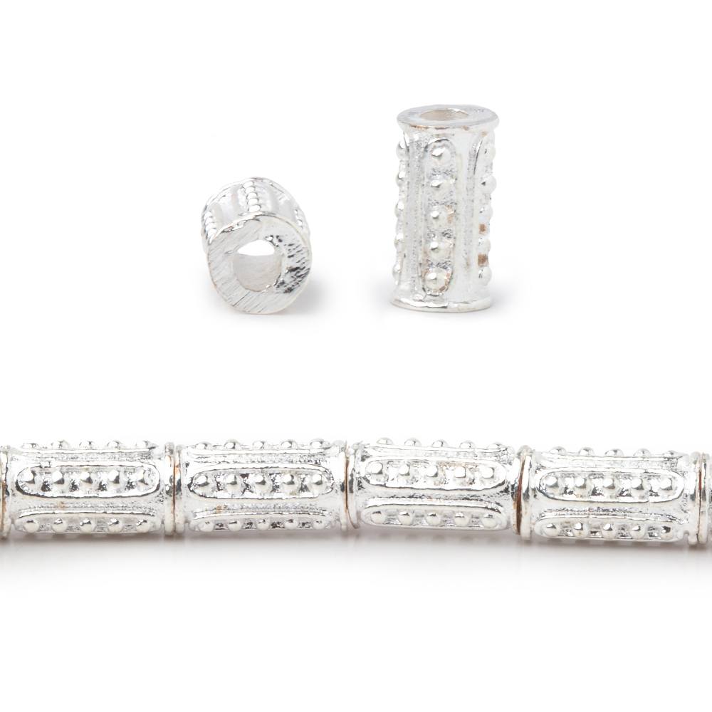 10x5mm Dotted Oval Design Tube Beads 8 inch 21 pieces