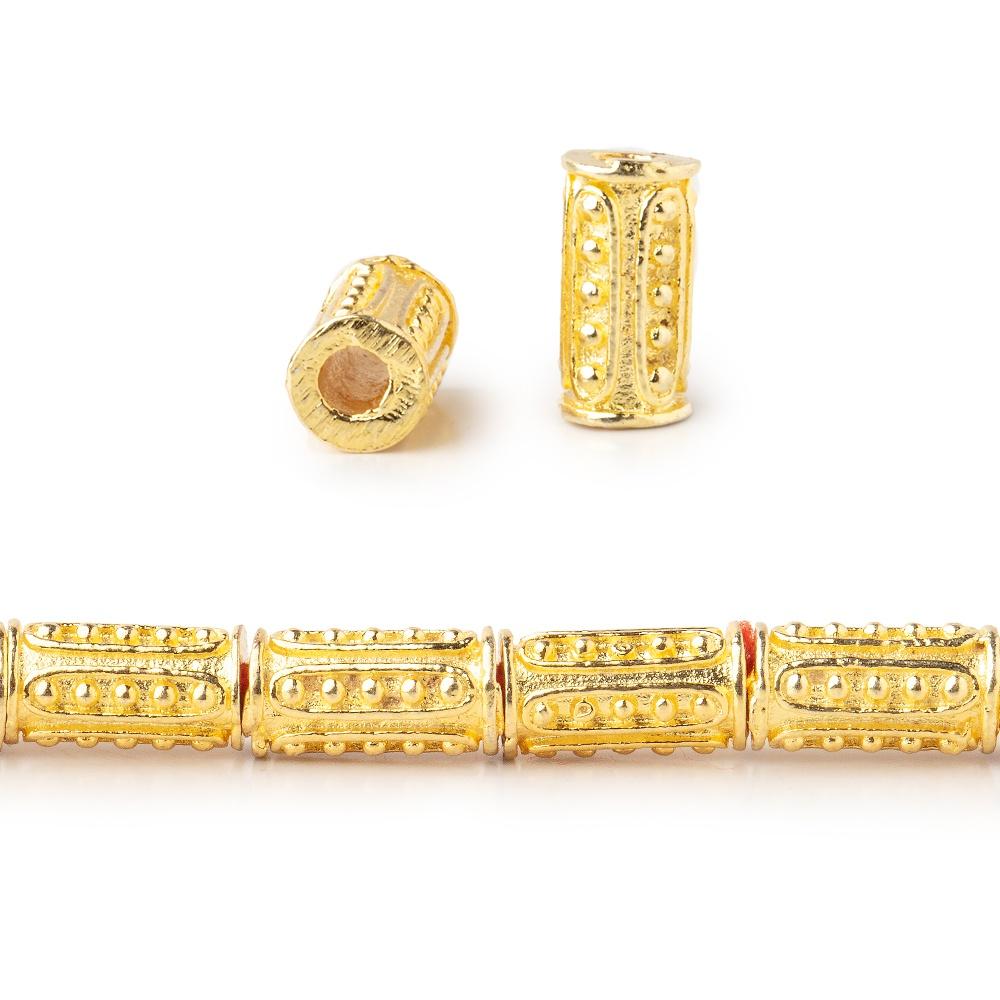 10x5mm Dotted Oval Design Tube Beads 8 inch 21 pieces