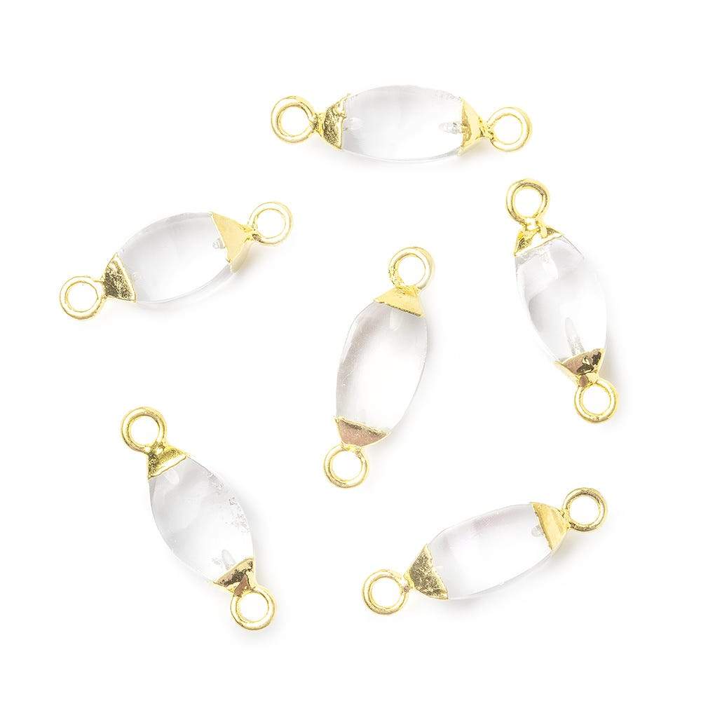 10x5mm Gold Leafed Crystal Quartz 4 sided Marquise Connector 1 piece