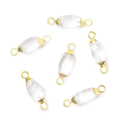 10x5mm Gold Leafed Crystal Quartz 4 sided Marquise Connector 1 piece