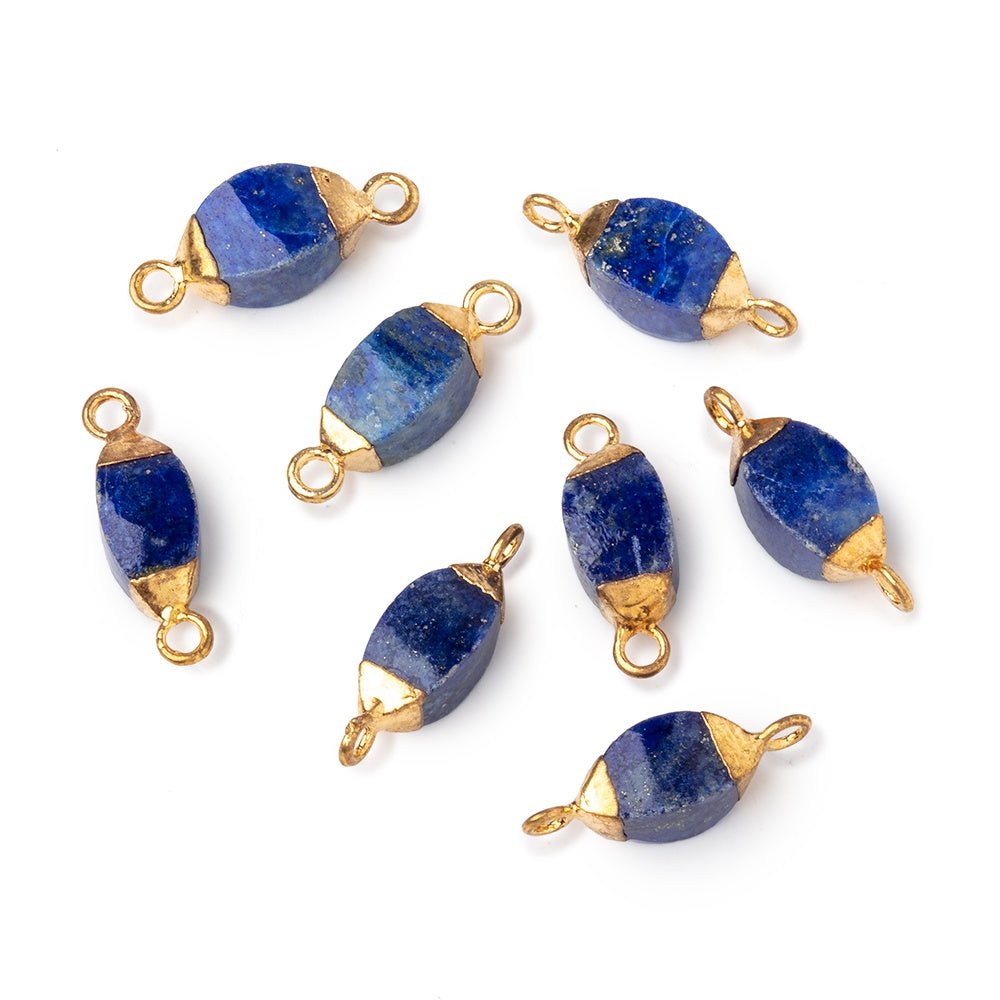 10x5mm Gold Leafed Lapis Lazuli 4 sided Marquise Connector 1 piece