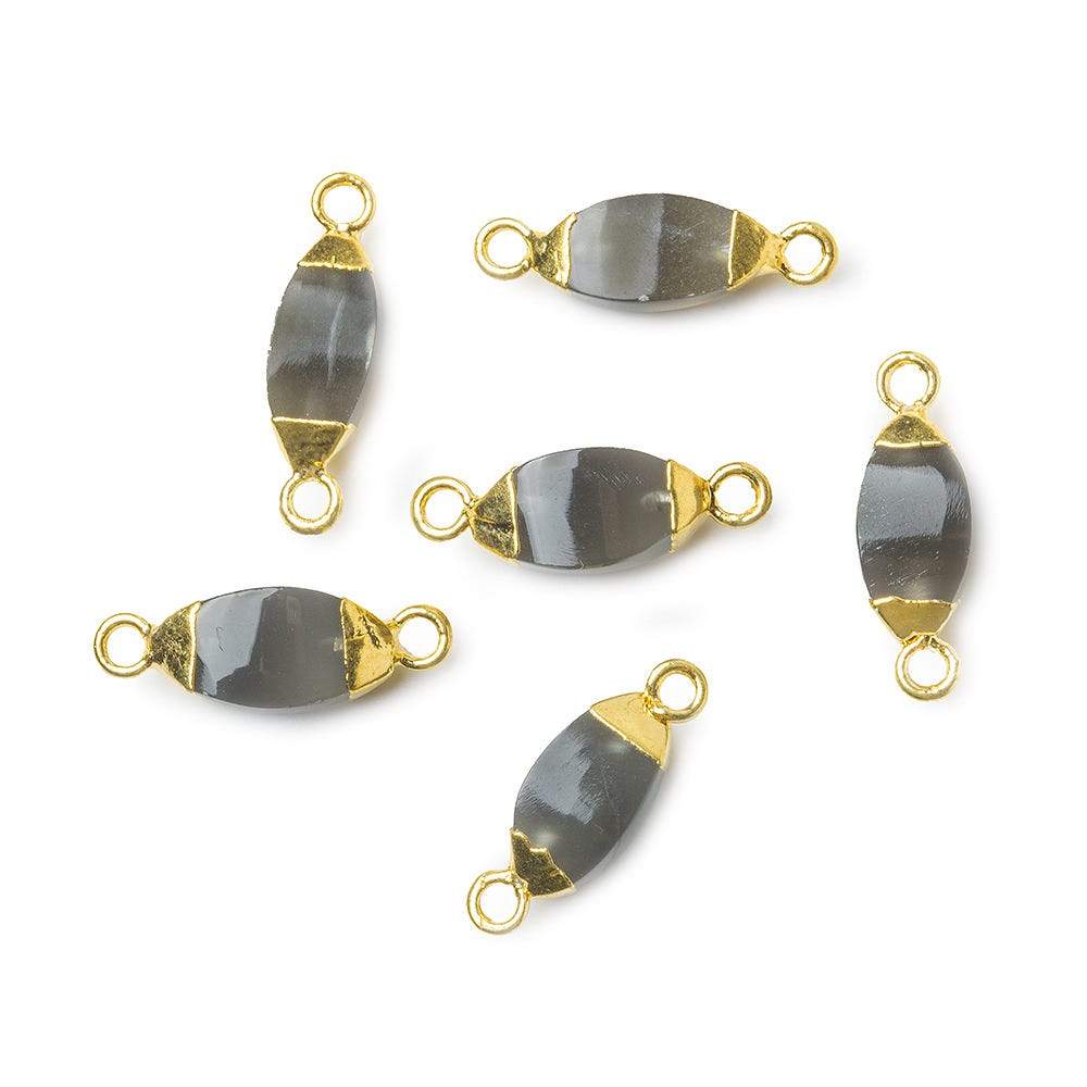 10x5mm Gold Leafed Platinum Moonstone 4 sided Marquise Connector 1 piece