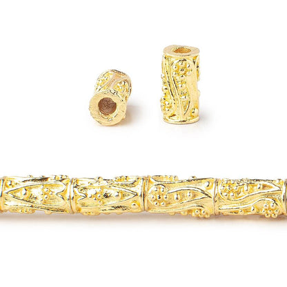 10x5mm Heart & Paisley Design Tube Beads 8 inch 20 pieces