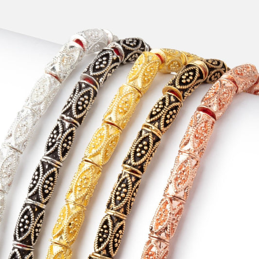 10x5mm Marquise Design Tube Beads 8 inch 21 pieces