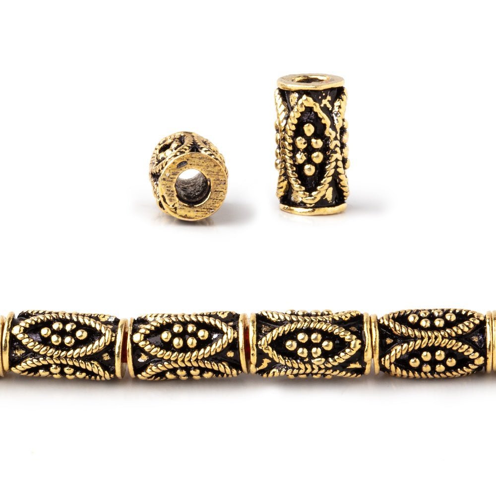 10x5mm Marquise Design Tube Beads 8 inch 21 pieces