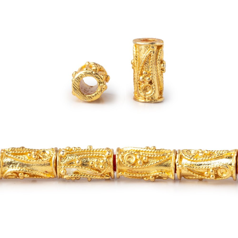 10x5mm Paisley Design Tube Beads 8 inch 20 pieces