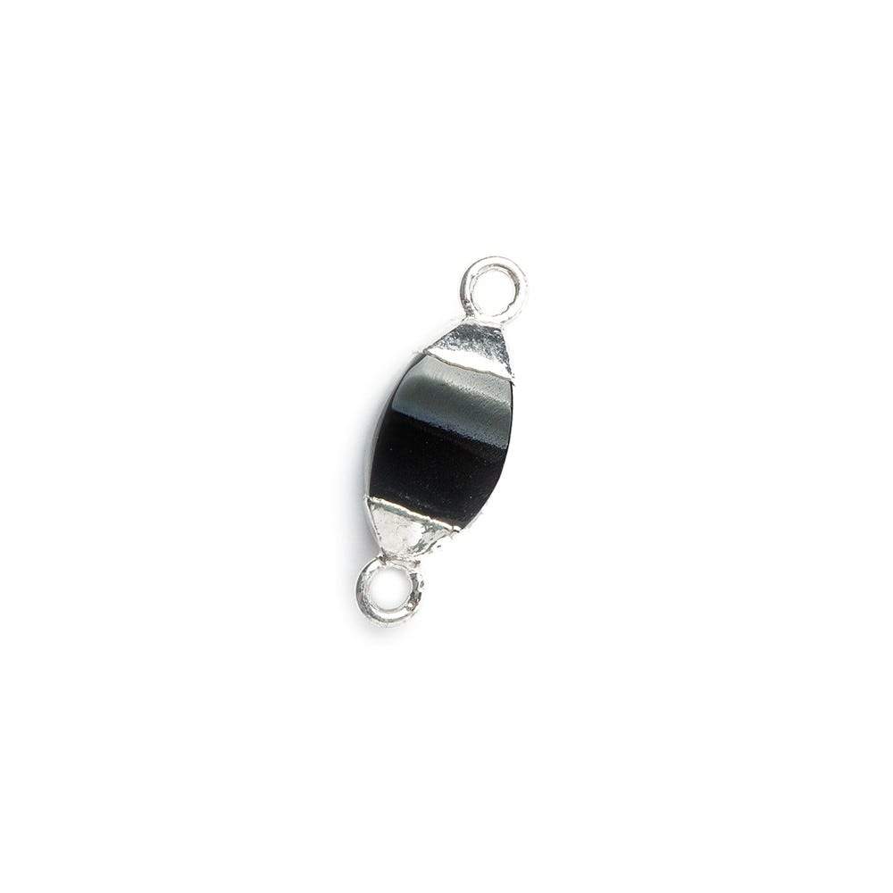 10x5mm Silver Leafed Black Onyx 4 sided Marquise Connector 1 piece