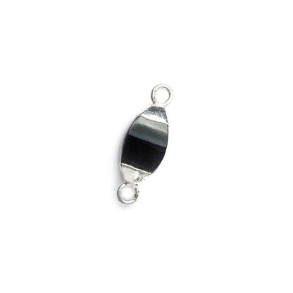 10x5mm Silver Leafed Black Onyx 4 sided Marquise Connector 1 piece